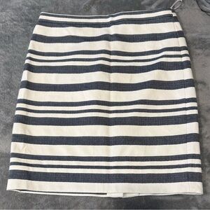 J. Crew Navy and White Striped Pencil Skirt